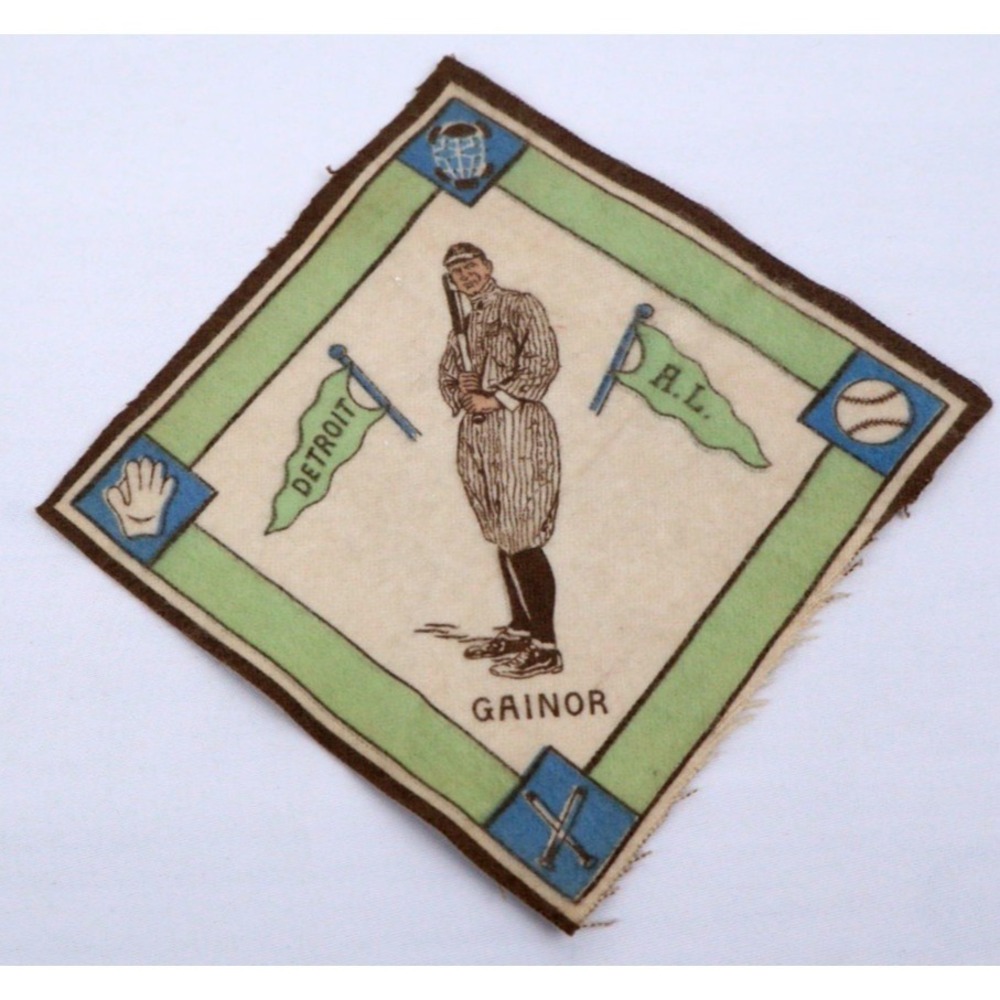 1914 Baseball Players Felt B18 Series Detroit Tigers DEL GAINOR White / Green